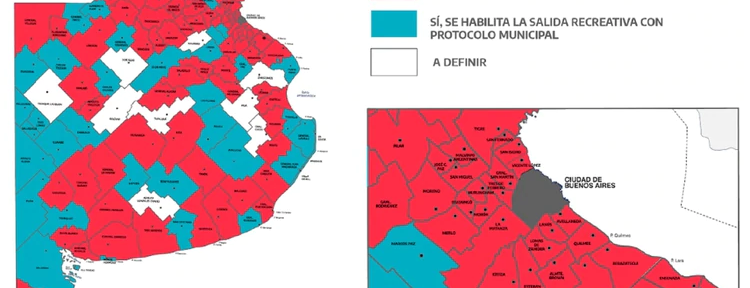 Nuevo mapa de la cuarentena en la provincia de Buenos Aires: cuáles son los municipios que aceptaron las salidas recreativas