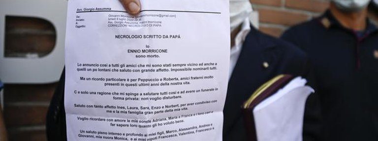 “Yo, Ennio Morricone, he muerto”: la conmovedora carta de amor y despedida del compositor italiano