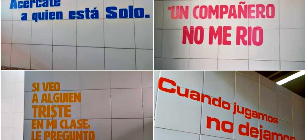 «Si se burlan de un compañero, no me río»: mensajes en los baños escolares contra el ‘bullying’