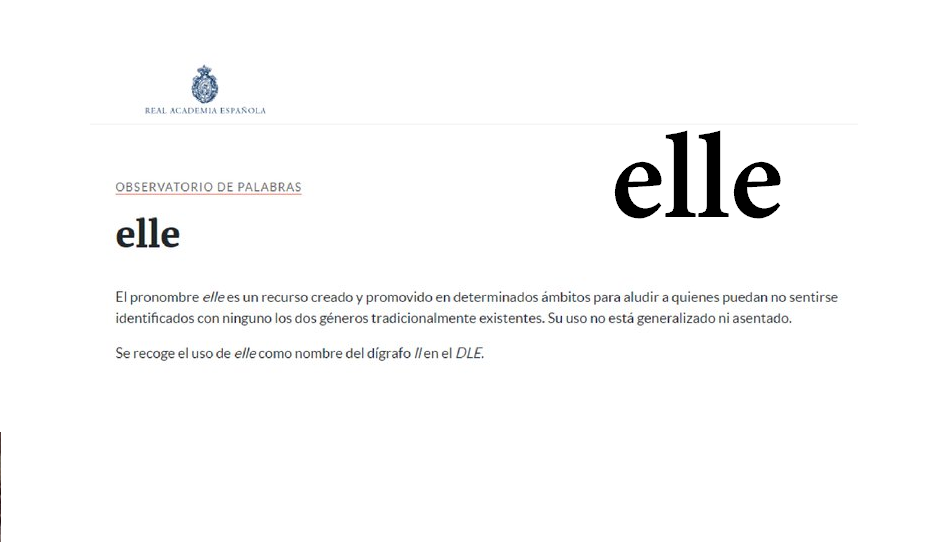 Lenguaje inclusivo: la RAE estudia incorporar al español el pronombre  «elle» | Diario de Cultura