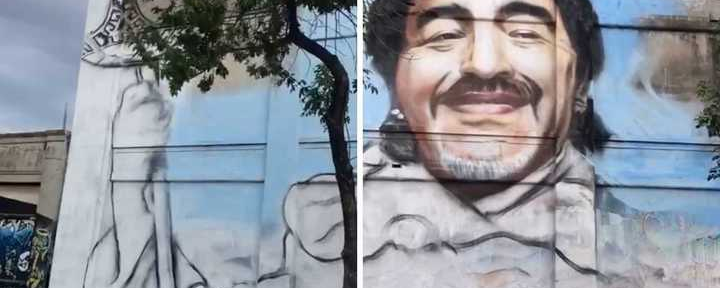 Maradona eterno en La Boca: el mural que empezó a pintarse horas después de su muerte