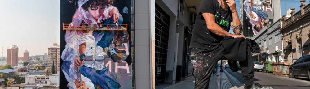 El artista Martín Ron realiza un mural de 13 pisos con eje en la crisis ambiental
