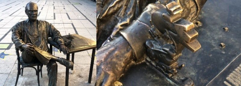 Vandalizaron y robaron parte de una escultura del «Negro» Fontanarrosa en Rosario