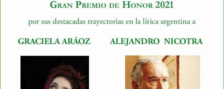 Los poetas Graciela Aráoz y Alejandro Nicotra recibirán el Gran Premio de Honor 2021