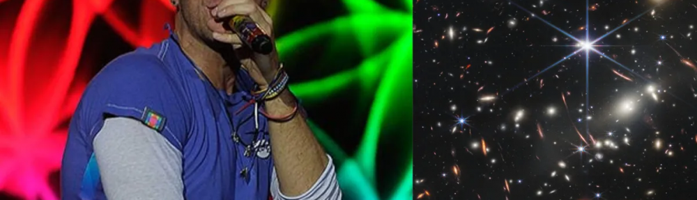 Coldplay proyectó las imágenes tomadas por el telescopio Webb mientras cantaba “A Sky Full of Stars”