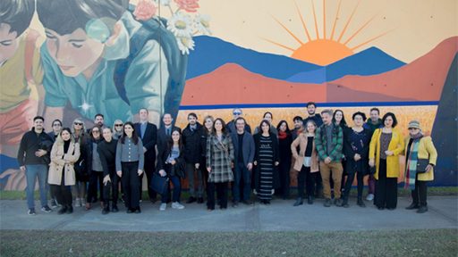 Inauguraron en Puerto Madero un mural realizado por artistas iberoamericanos, a 40 años de democracia en la Argentina