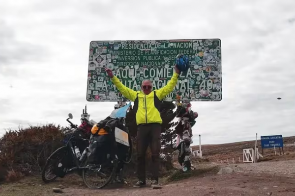 Tiene 67 años y cumplió su sueño de hacer la Ruta 40 en bicicleta: 71 días y más de 5000 kilómetros