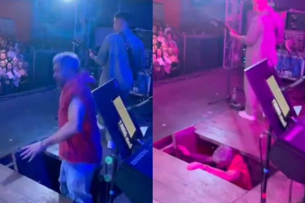 El video del accidente del líder de Dale Q’ Va en pleno show: se rompió el escenario y cayó al vacío